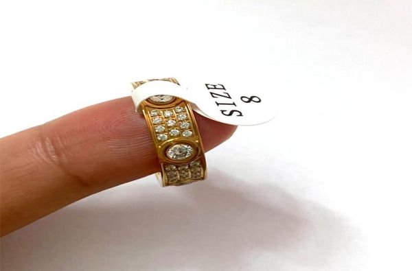 

new full diamond titanium steel silver love ring men and women rose gold rings for lovers couple jewelry gift not box2857830