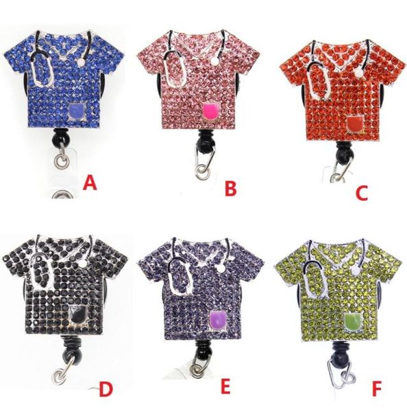 

key rings medical multicolor scrub life rhinestone retractable id holder for nurse name accessories badge reel with alligator cli3448498, Slivery;golden
