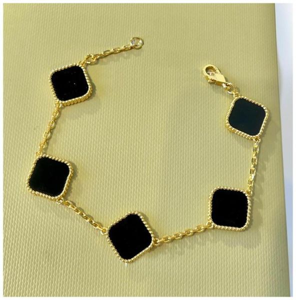 

clover bracelets clovers bracelet chain gold cuff bangle links ladies braclets silber armband ruby gold bangles chains shamrock br4991507, Black