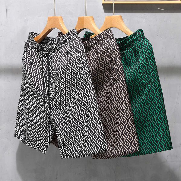 

shorts men's summer beachwear thin cropped pants trendy big pants ice silk quick drying sports casual pants, White;black
