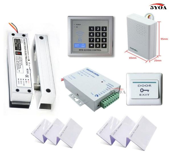

rfid access control system kit frameless glass door setelectric bolt lockid card keytabpower supplyexit buttondoorbell6359967