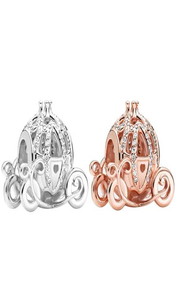 

popular 925 sterling silver sparkling pumpkin carriage pendant diy beads for original charm bracelet ladies jewelry fashion accessories20561, White