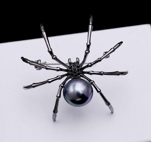 

2019 fashion personality exaggerated black spider zircon brooch highend funny personality female brooch fashion creative pin wome8599275, Gray