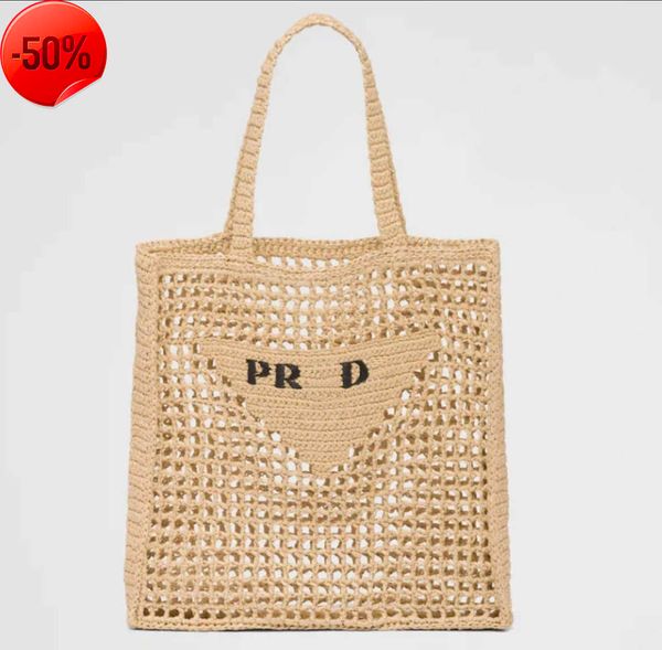 

designer bag shoulder bag beach fashion mesh hollow woven shopping bags for summer straw tote9