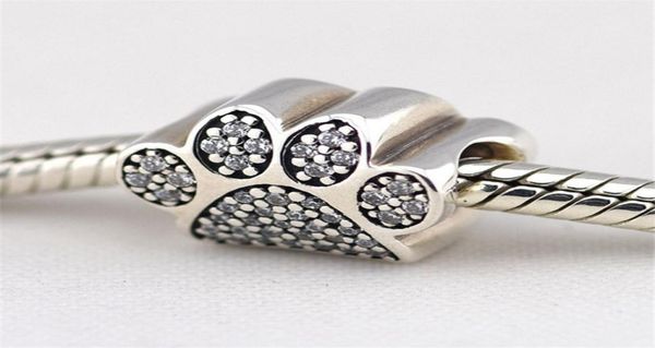 

silver beads 925-sterling-silver paw design charm bead with cubic zirconia fits p diy fine jewelry bracelets & necklaces8419535