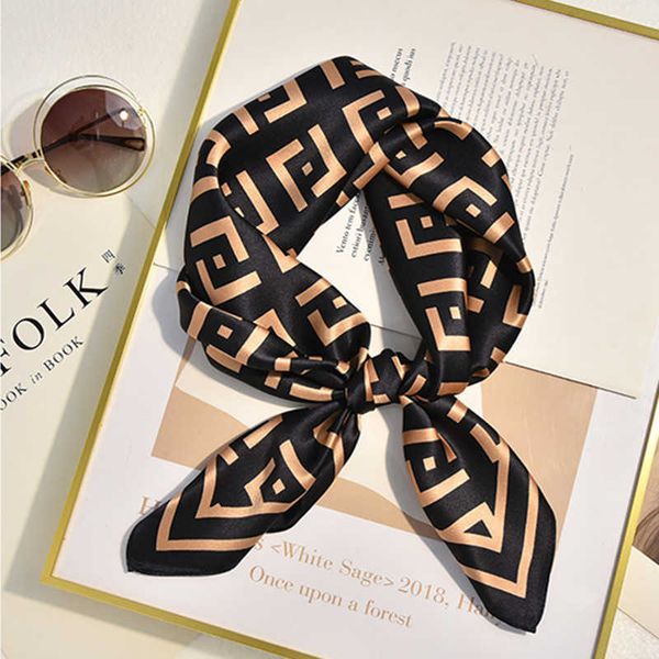 

spring and autumn high-end small square women's versatile mulberry silk summer thin hair belt to send mom's scarf, Blue;gray