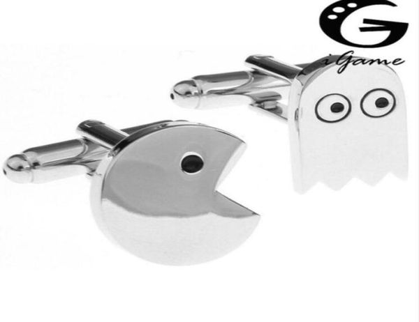 

factory retail cufflinks for men brass material cute pacman design cuff links whole44228224143957, Silver