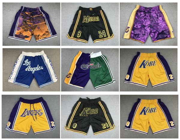 

lakerss basketball short los mamba angeles hip pop seattles running pant with pocket zipper stitched size s-xxl, Black