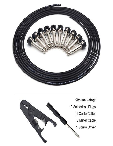 

solderless connections design guitar cable diy guitar pedal patch cable kit 10 solderless black cap plug 3m cable and cutter4428958
