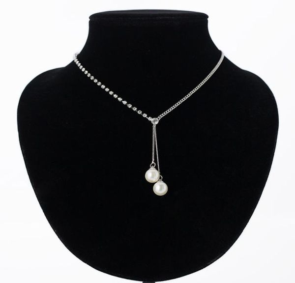 

yfjewe luxury elegant pearl pendant necklace sliver plated chain necklace austrian crystal pearl necklace for women n0983319479, Black