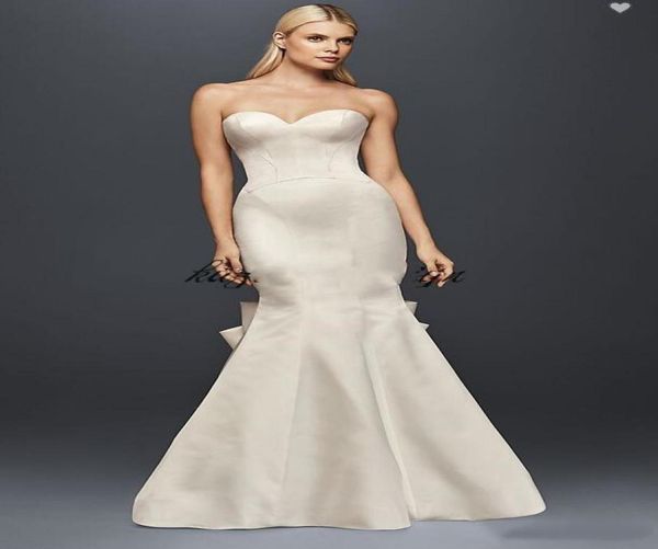 

white wedding dresses bridal gowns truly zac posen seamed mermaid satin dress with big bow modest strapless covered button fishtai8718494