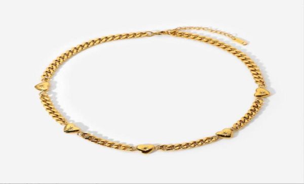 

2022 new ins style tennis with the same titanium steel 18k goldplated stainless steel three love inlaid zirconium cuban chain nec3260125, Black