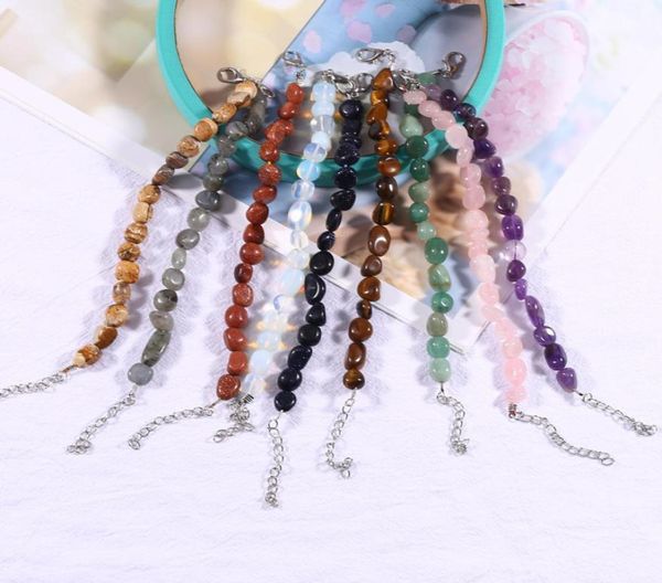 

pink quartzs chipped gravel beads strands bracelets for women healing reiki irregular crystal natural stone amethyst bracelet love4934011, Black