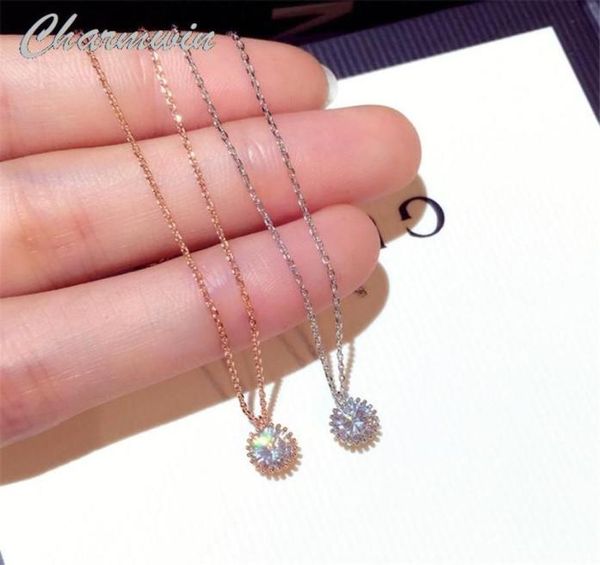 

pendant necklaces charmwin short for women necklace rose gold color silver cubic zirconia collar3807608