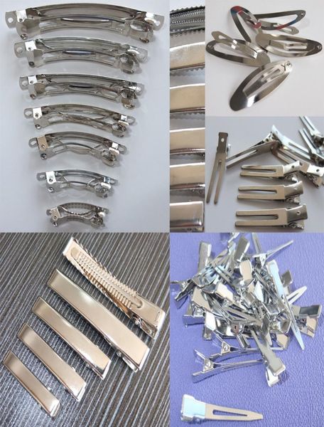 

100 pcs whole hair clips alligator clip lined french barrettes snap clips diy crafting hair bow supplies hair accessories y2004285365, Slivery;white