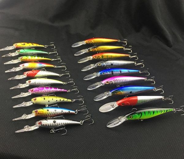

new 20pcs hard bait minnow fishing lures bass fresh salt water japan sea 3d eyes wobbler tackle crankbait pesca baits kit set233j5162432