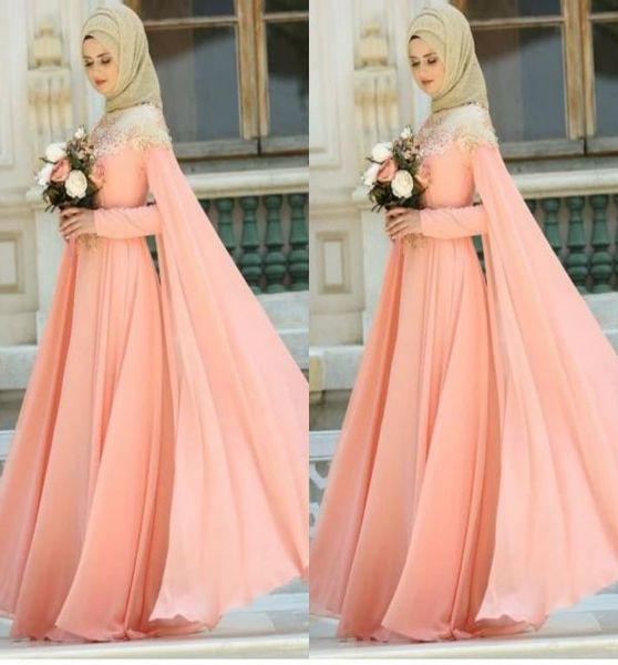 

muslim evening dresses chiffon jewel neck lace appliqued floor length conservative prom dress custom long sleeve formal occasion g7749016, Black;red