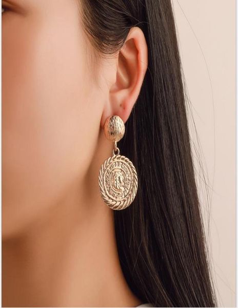 

round metal portrait earrings0123456789101112133882722, Golden;silver