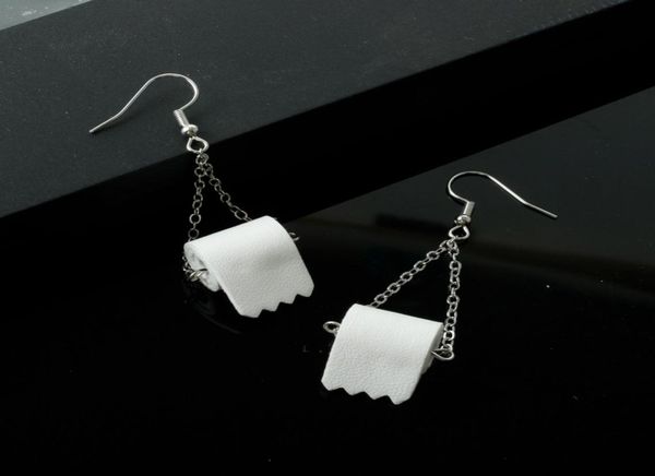 

2020 dangle drop funny earrings roll paper 3d tissue geometric drop earrings creative paper towel toilet paper earrings women4021601, Silver