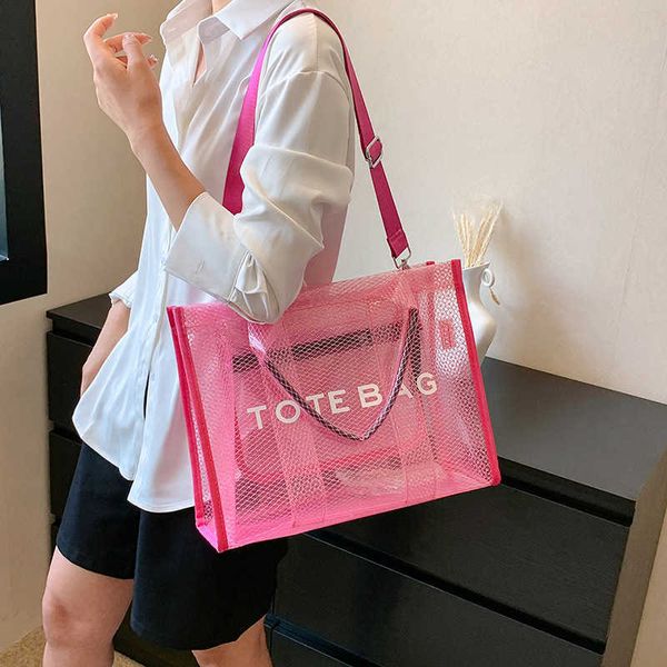 

pvc transparent jelly women's bag new high capacity handheld tote bag for college students one shoulder crossbody bag for class