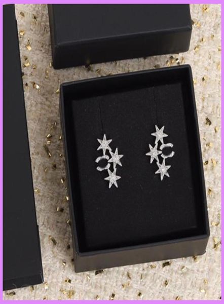 

women new fashion diamonds earrings designers jewelry womens earring star silver ear studs designer accessories nice 7484071, Golden;silver