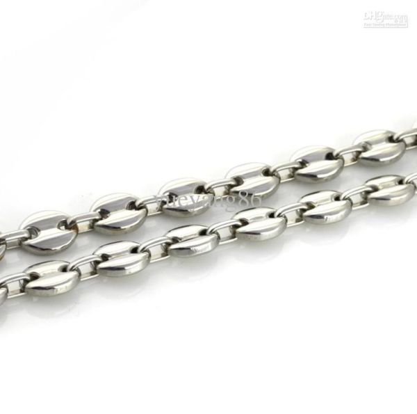 

1pcs 11mm highgrade unique men jewelry silver stainless steel lovely coffee bean chain nckelace8133337