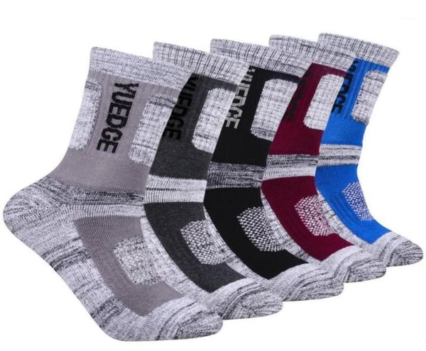 

sports socks yuedge brand 5 pairs men wicking cushion outdoor sport for hiking walking running climbing backpacking s9264933, Black