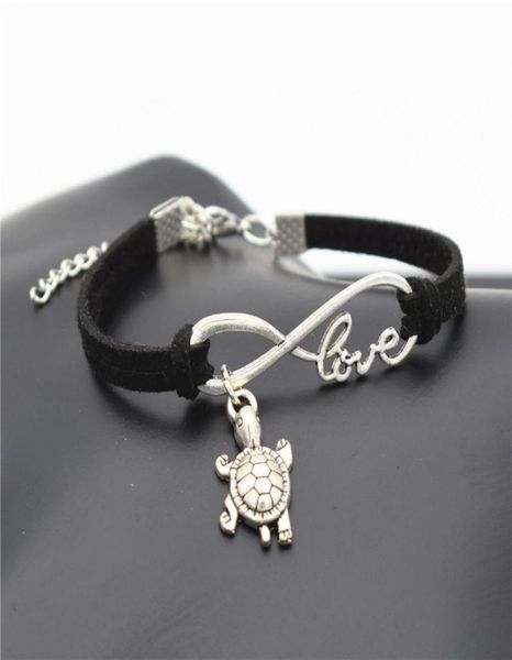 

afshor chic 2018 beach lovely animals jewelry small tortoise cute silver sea turtle charms love infinity leather unique men bracel8657628, Golden;silver