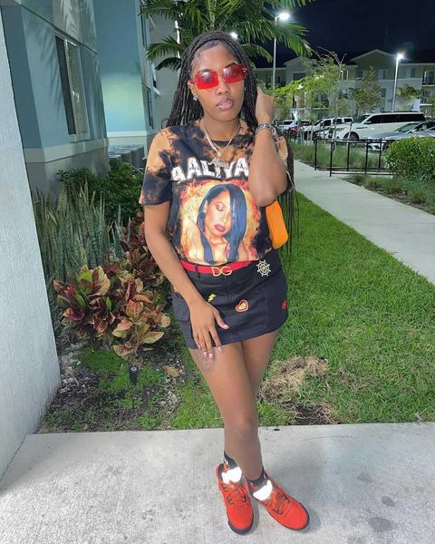 

spicy girl summer new character print t-shirt short women's wear, White