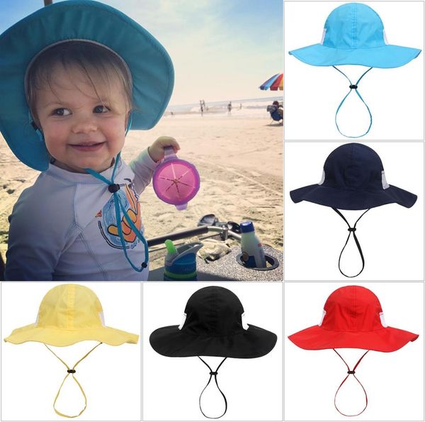 

5pcs kids baby sun hat bucket hat cap 4m6y 14 colors boys girls fashion net hats adjustment visor caps children boutique hair acc4599345, Yellow