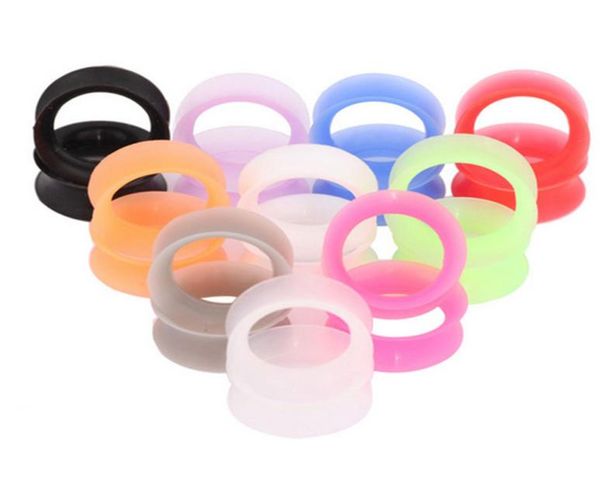 

300pcs body piercing jewelry colorful soft lightweight silicone ear plug ear tunnels full complete size 6mm up to 20mm7160345, Silver