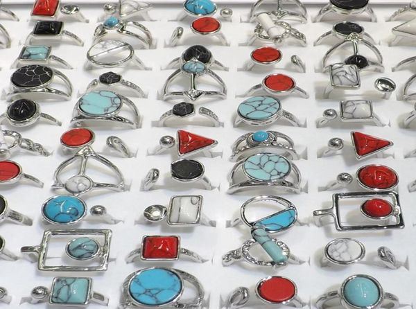 

gold plated or silver plated mixed color turquoise rings mystical geometrical shape opened ring 50pcspack3008663, Golden;silver