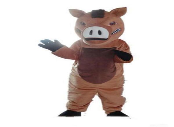 

2019 good vision and good ventilation a brown boar mascot costume with big nose for to wear4870427, Red;yellow