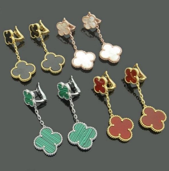 

fashion womens dangle earrings designer fourleaf clover earrings chandelier jewelry8633068, Silver