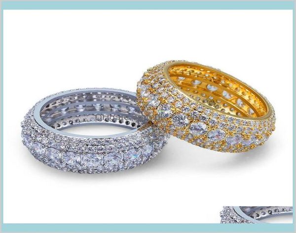 

ice out hiphop diamond ring for men bling cubic zirconia mens hip hop jewelry gold silver plated cluster whole ipxim band 8aln7318044