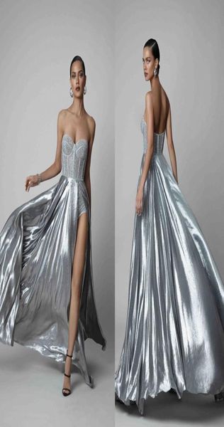 

2019 berta evening dresses illusion sweetheart side split a line short pants with train prom dress sparkly glitter formal gowns pa3334972, Black;red