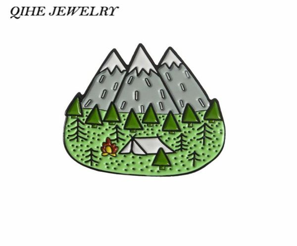 

camping enamel pins outdoors tent tree mountain forest brooches lapel badges jewelry for men women children9291288, Gray