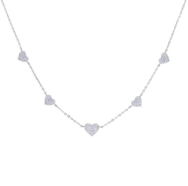 

gold silver color minimal delicate heart pendant necklace bling cz station charm choker mother039s day gift jewelry chains1808588