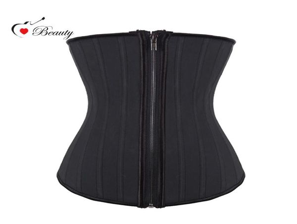 

whole2016 zipper and hooks latex waist trainer 25 steel bone waist training corsets underbust waist cincher zip and clip wais5348651, Black;white