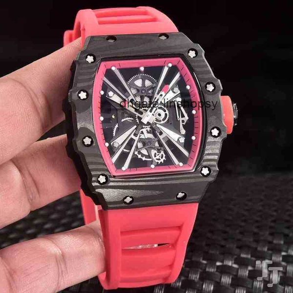 

aluxury watch date lluxury mens mechanics watch richa black red rubber men sapphire glass automatic mechanical carbon fiber sport es, Slivery;golden