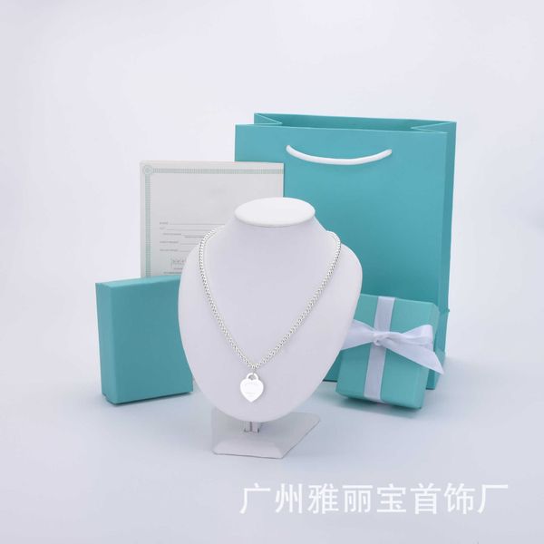 

designer new tiffay love necklace female cnc steel stamp letter 2.5m heart shaped pendant buddha beads ball chain collar, Black