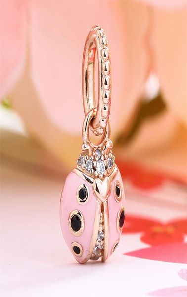 

rose gold metal plated lucky pink ladybird pendant charm bead for european jewelry charm bracelets9053622, Black