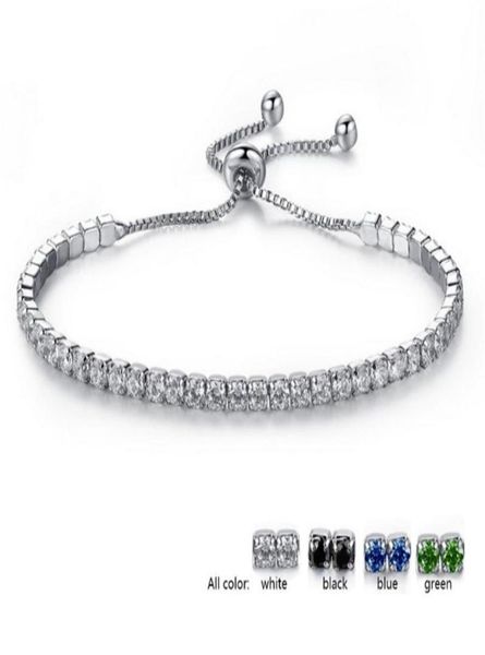 

wedding crystal adjustable link chain bracelet bangles for women zirconia white gold color romantic charm bracelets jewelry5395843, Black
