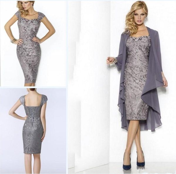 

elegant sweetheart knee length sheath lilac lace mother of the bride groom dresses with jackets moms evening gowns1827418, Black;red