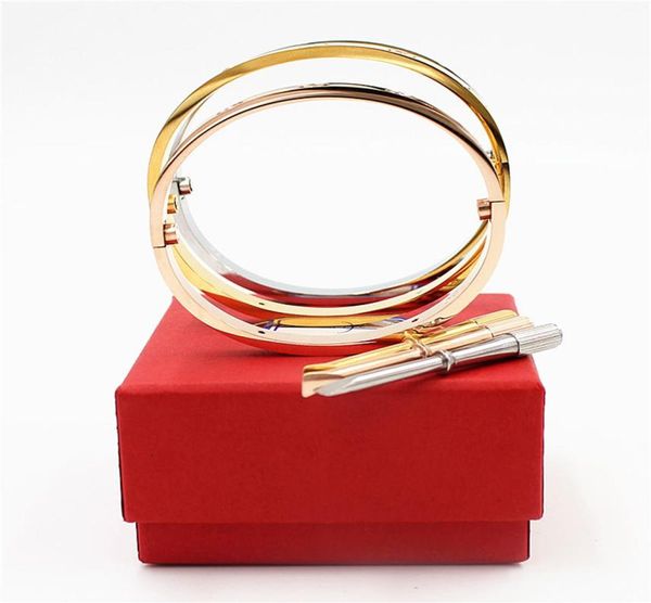 

luxury high qualtiy classic design braceletsbangles for lover039s stainless steel cuff wedding bracelets jewelry with screw2473754511, White