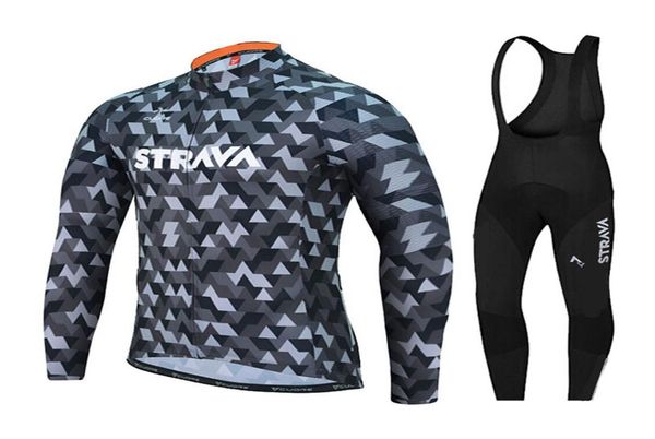 

2020 new long sleeve cycling jersey bike long pants set men 19d gel cushion ropa ciclismo cycling wear geometric patterns4144327, Black;blue
