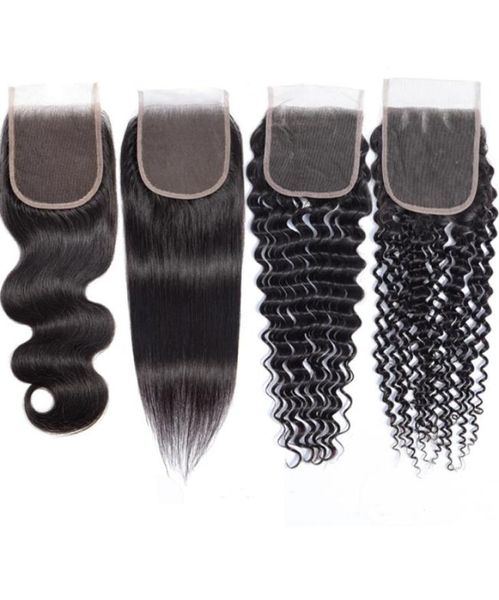 

5x5 lace closure 100 virgin human hair body wave straight deep kinky curly yaki water weave hair4503682, Black;brown