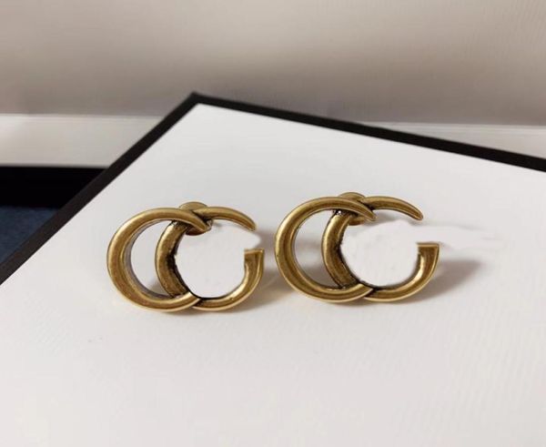 

sophisticated double letter classic stud earrings aretes ladies luxury designer fashion simple jewelry4375521, Golden;silver