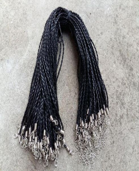 

18039039 3mm black pu leather braid necklace cords with lobster clasp for diy jewelry neckalce pendant craft jewelry3399714, White;red