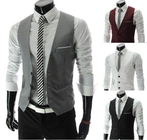

men vests outerwear groomsmens vest 2015 korean slim fit stylish short coats suit blazer jackets coats wedding mens vneck vest3186342, Black